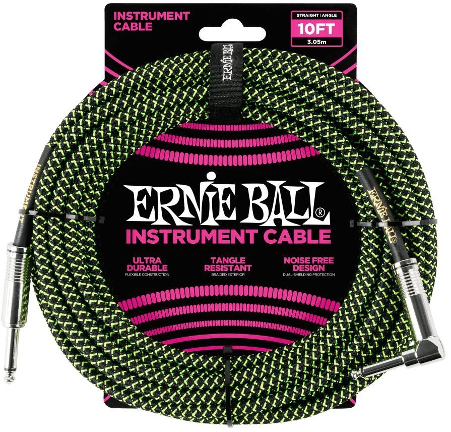 Ernie-Ball EB-6077 INST CABLE BLK/GRN 3M