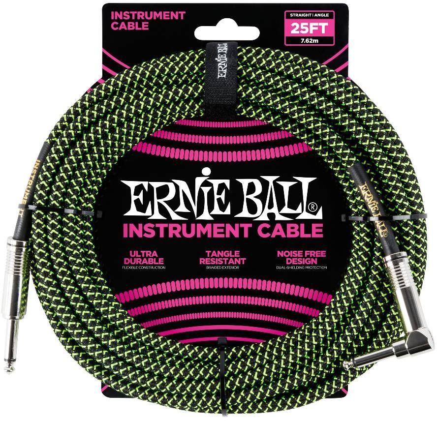 Ernie-Ball EB-6066 INST CABLE BK/GRN 7,5M