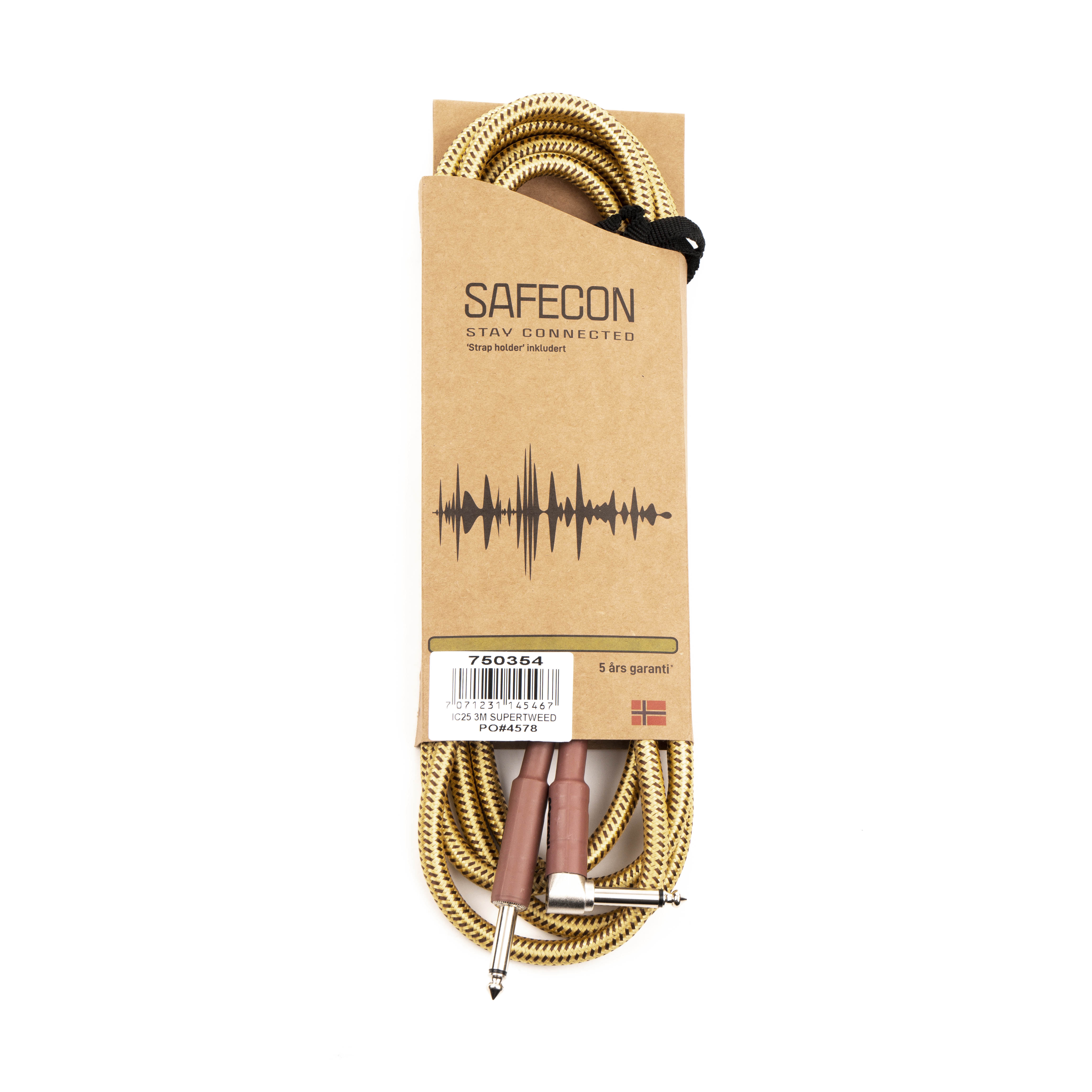 Safecon Ic25 3M Vinkel/Rett Gitarr Tweed