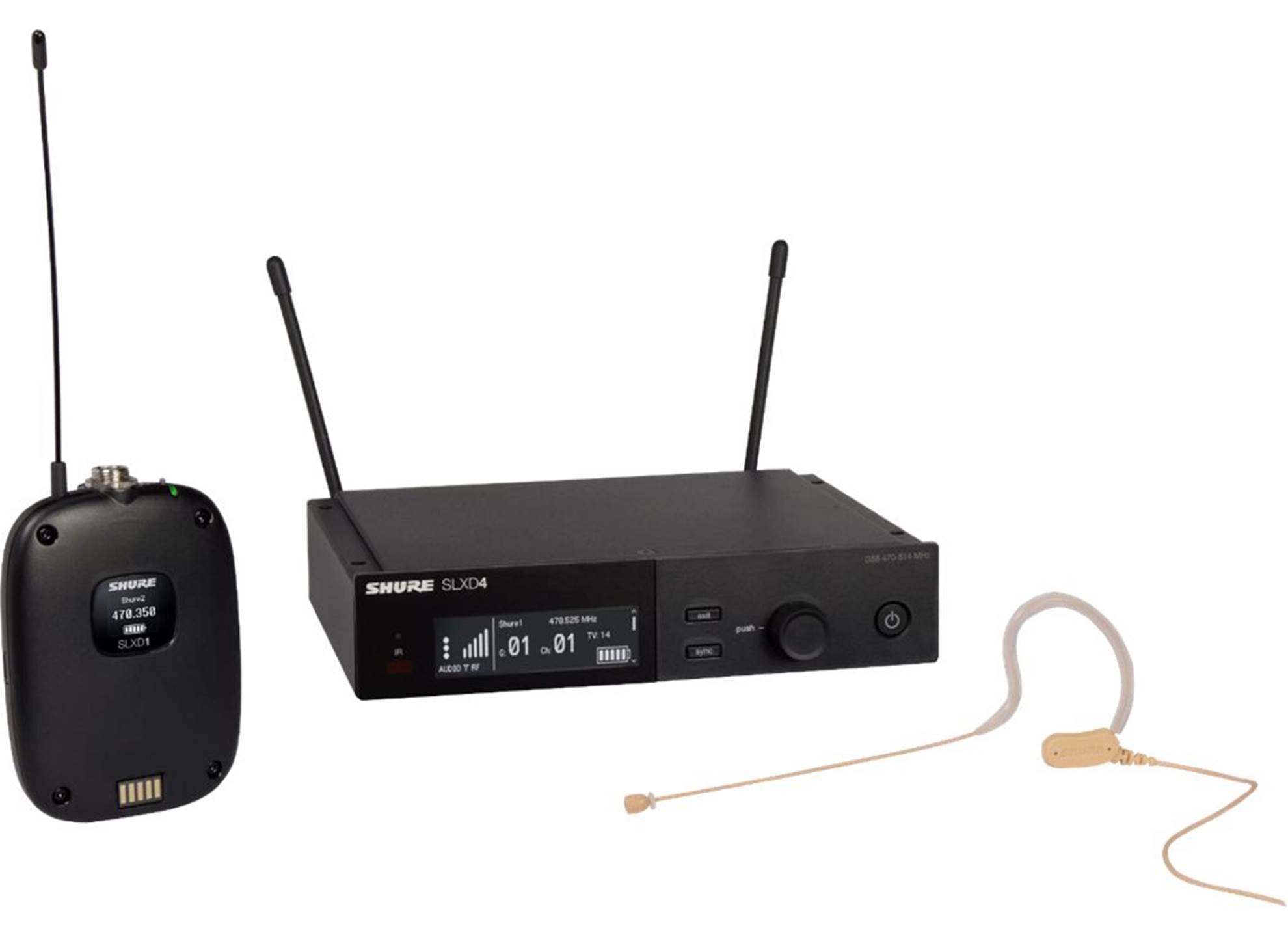 Shure SLX-D Beltpack system MX153T Tan Earset - 823-865MHz