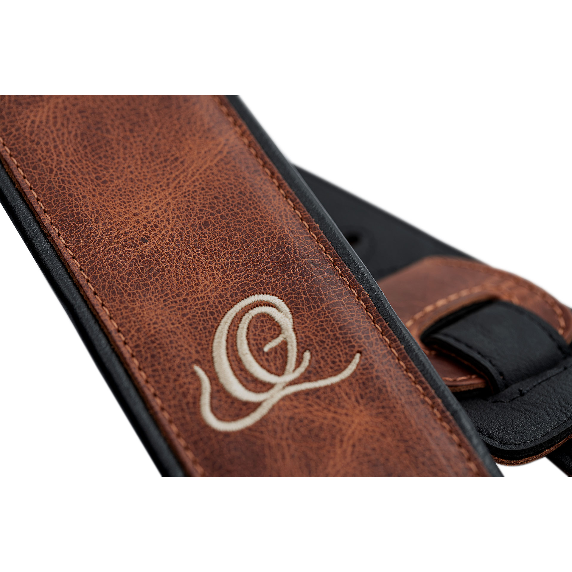 Ortega OSCL-5 Guitar Leather strap, 70mm 2-layer, Vintage Caramel