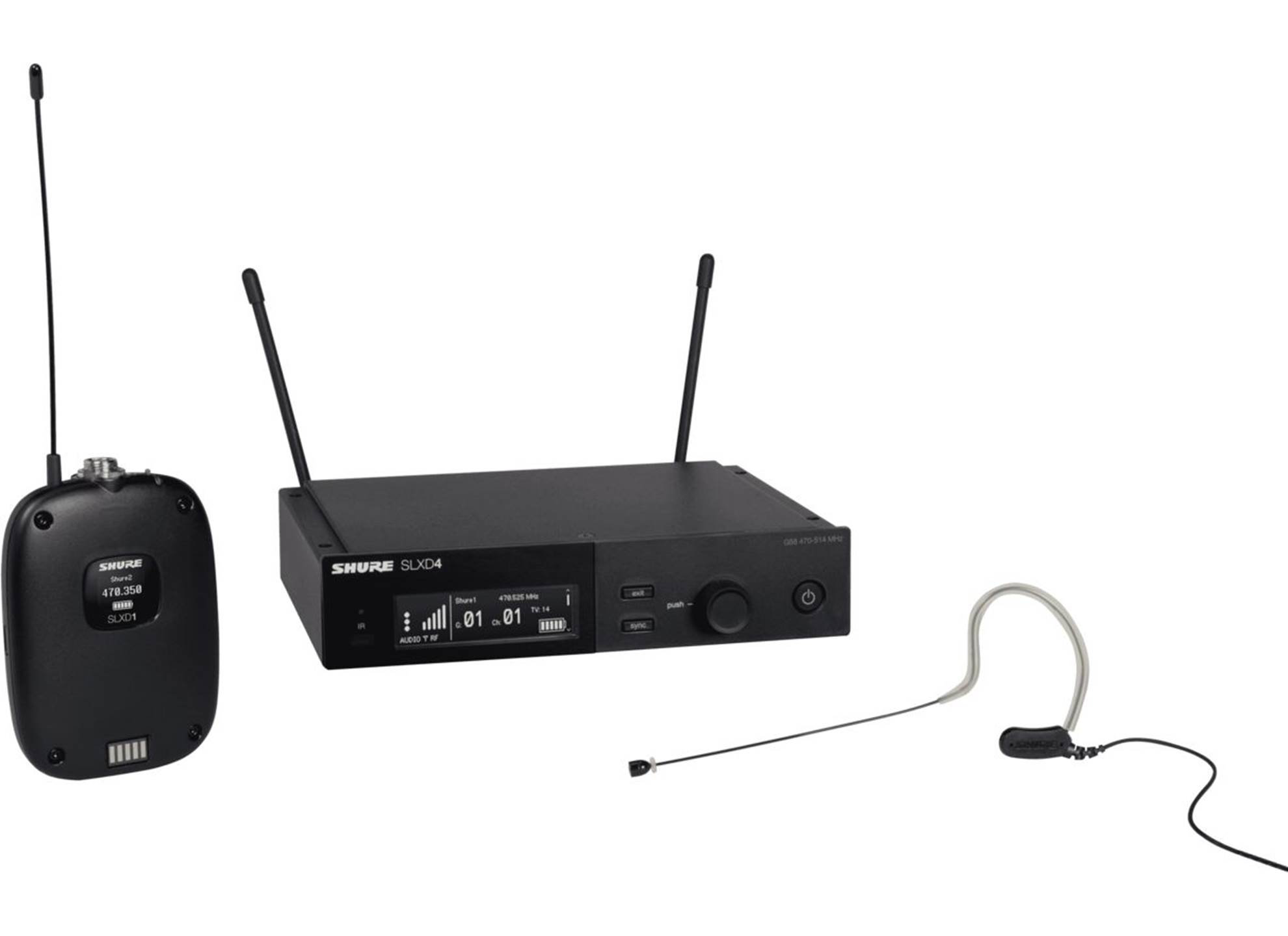 Shure SLX-D Beltpack system MX153B Black Earset - 823-865MHz