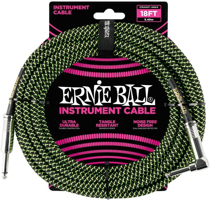 Ernie-Ball EB-6082 INST CABLE BK/GRN 5.4M