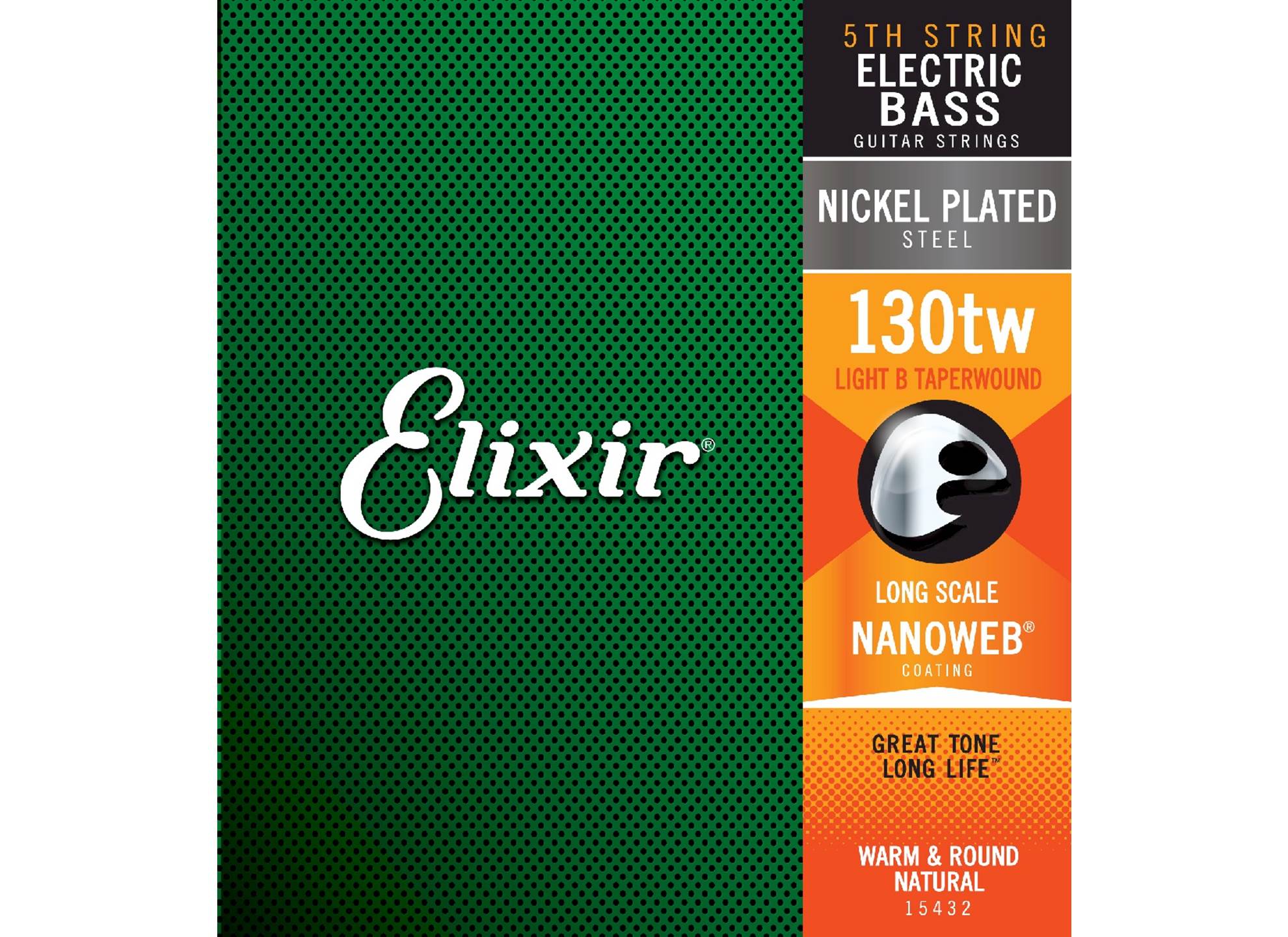 Elixir 15432 Electric Bass Nickel Plated Steelwith Nanoweb Custom 5Th And 6Th Strings Light B, Long Scale, TaperWound (.130tw)