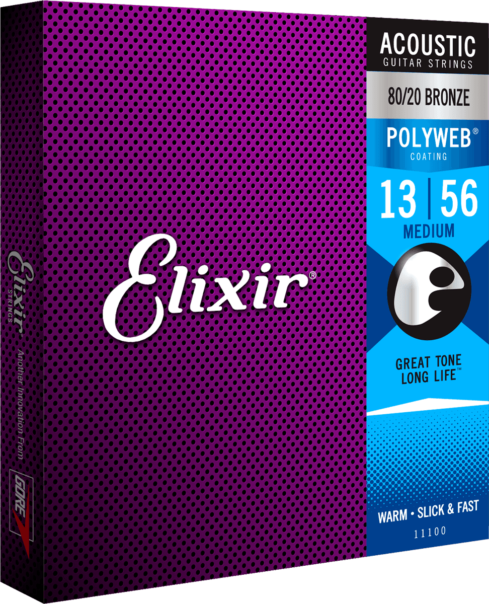 Elixir 11100 Acoustic 80/20 Bronze With Polyweb Medium (.013-.056)
