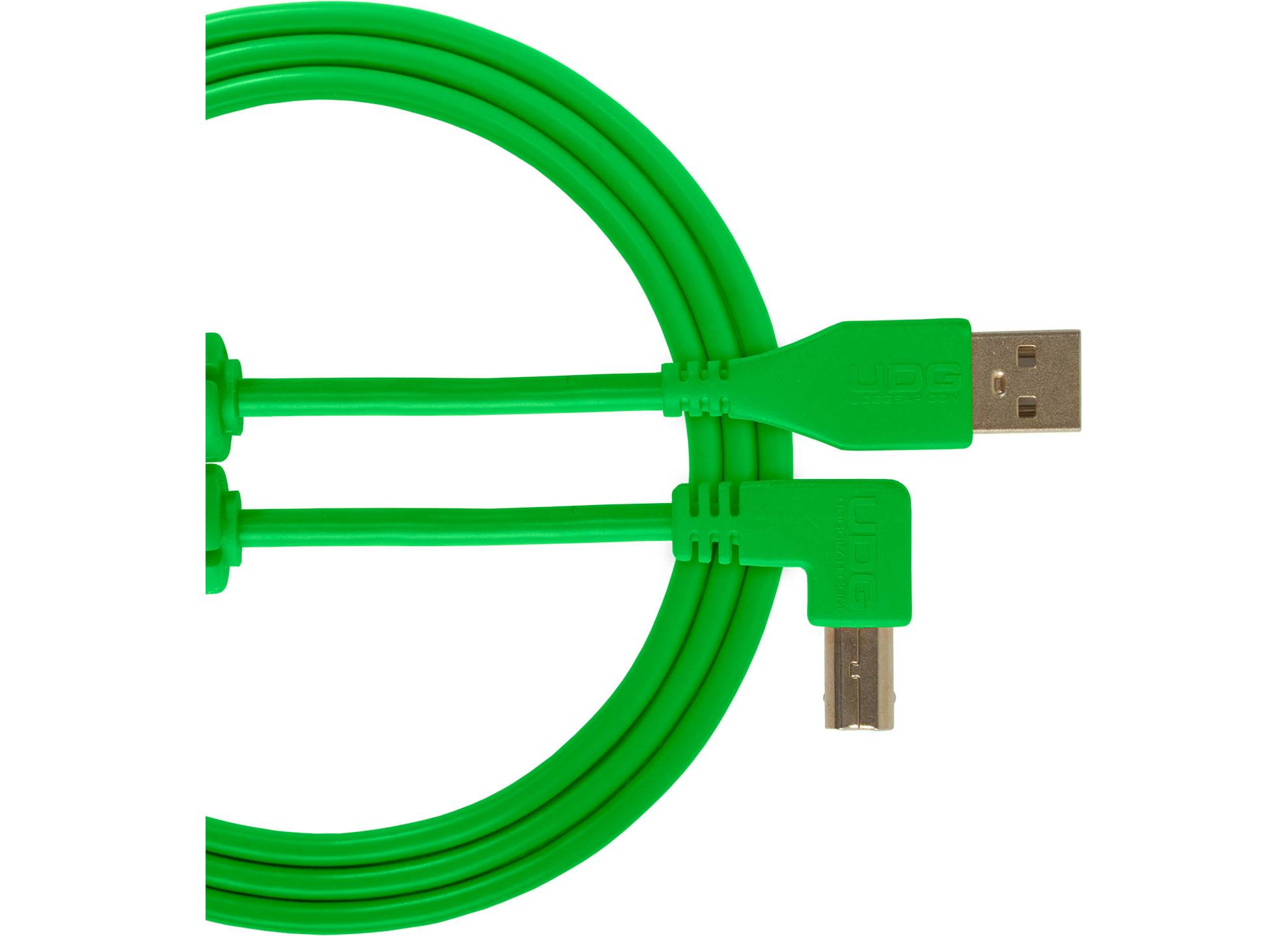 Udg Gear Ultimate USB 2.0 A-B Green Angled 2m