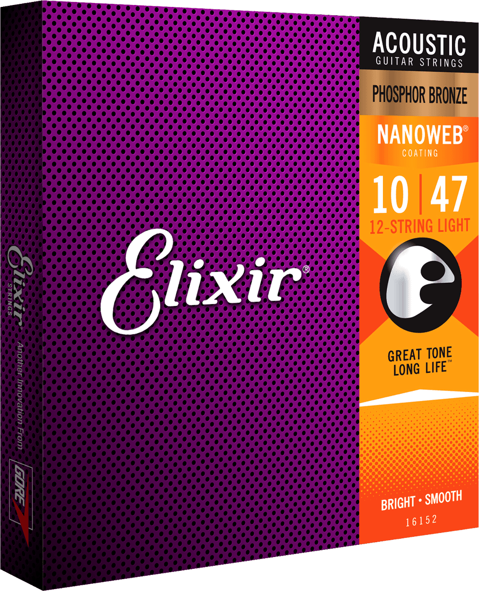 Elixir 16152 Acoustic Phosphor Bronze With Nanoweb 12-String Light (.010-.047)