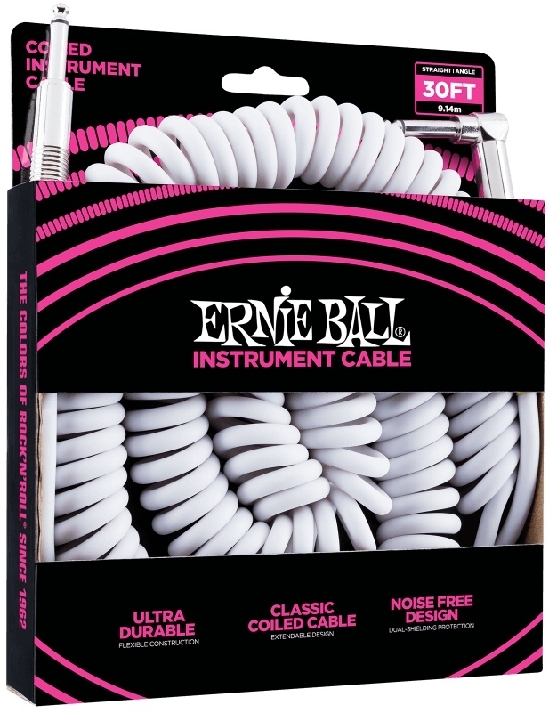 Ernie-Ball EB-6045 COIL.CABLE 30FT.SA WHT