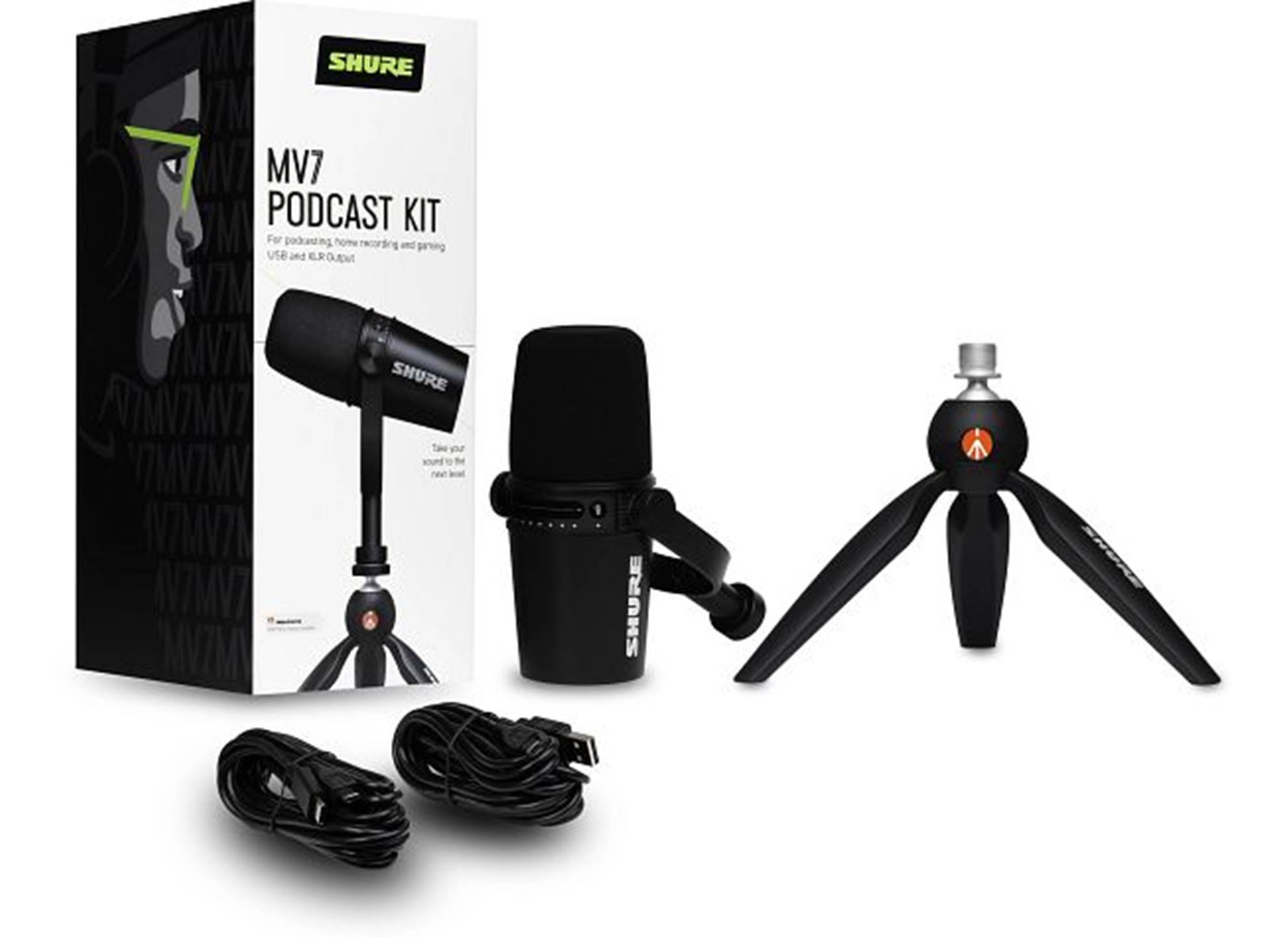 Shure XLR/USB SPEECH MICROPHONE, SILVER + STAND