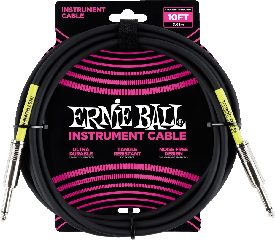 Ernie-Ball EB-6048 INST.CABLE 10FT.SS BLK