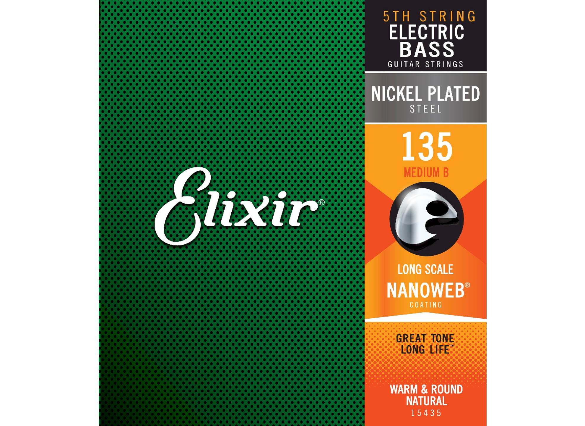 Elixir 15435 Electric Bass Nickel Plated Steelwith Nanoweb Custom 5Th And 6Th String Medium B,Long Scale (.135)